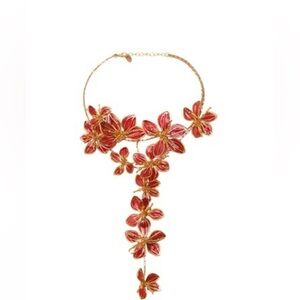 NWOT Zara Floral Red Cascading Necklace